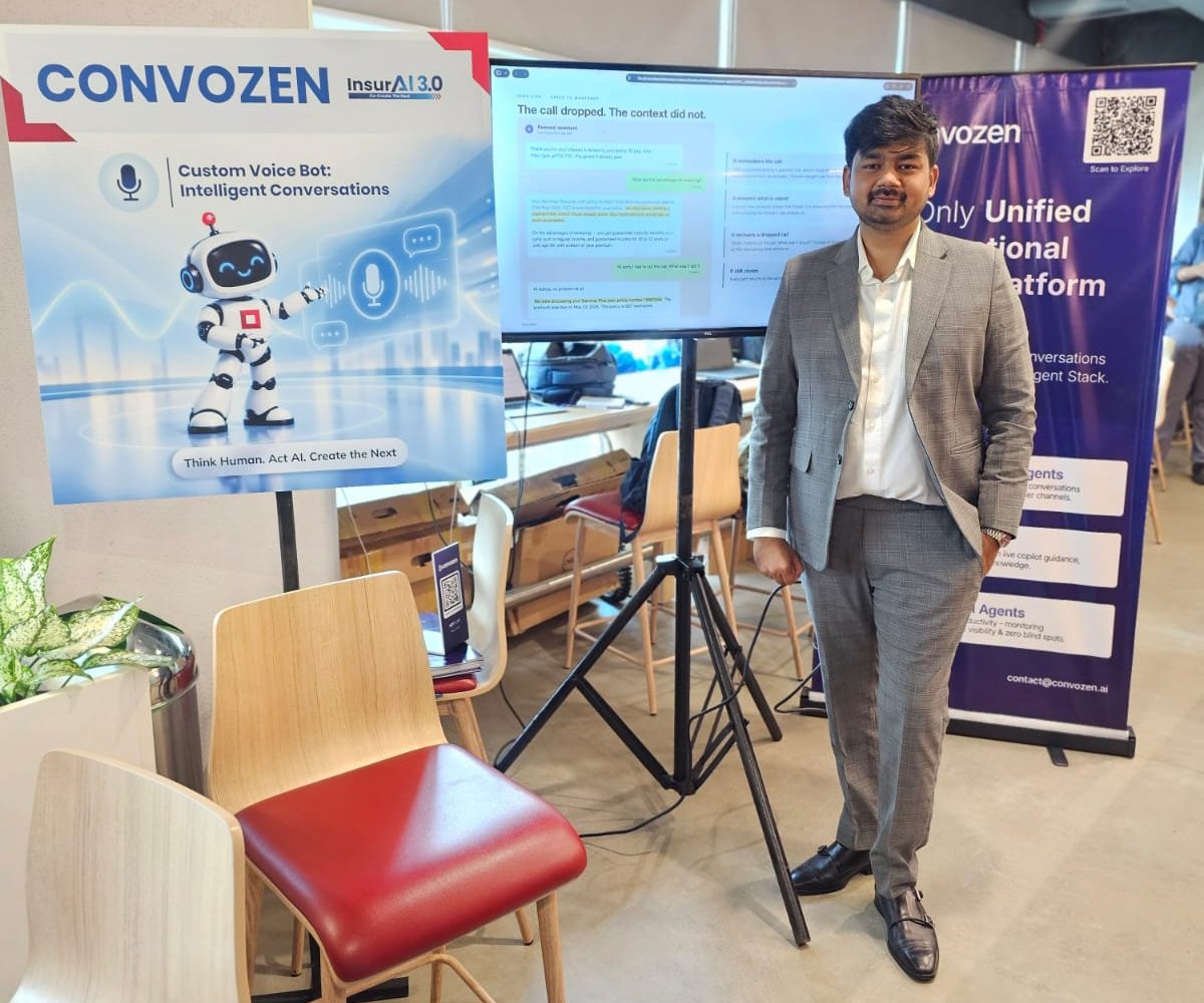 Keerthi at the ConvoZen booth at HDFC Life AI Day