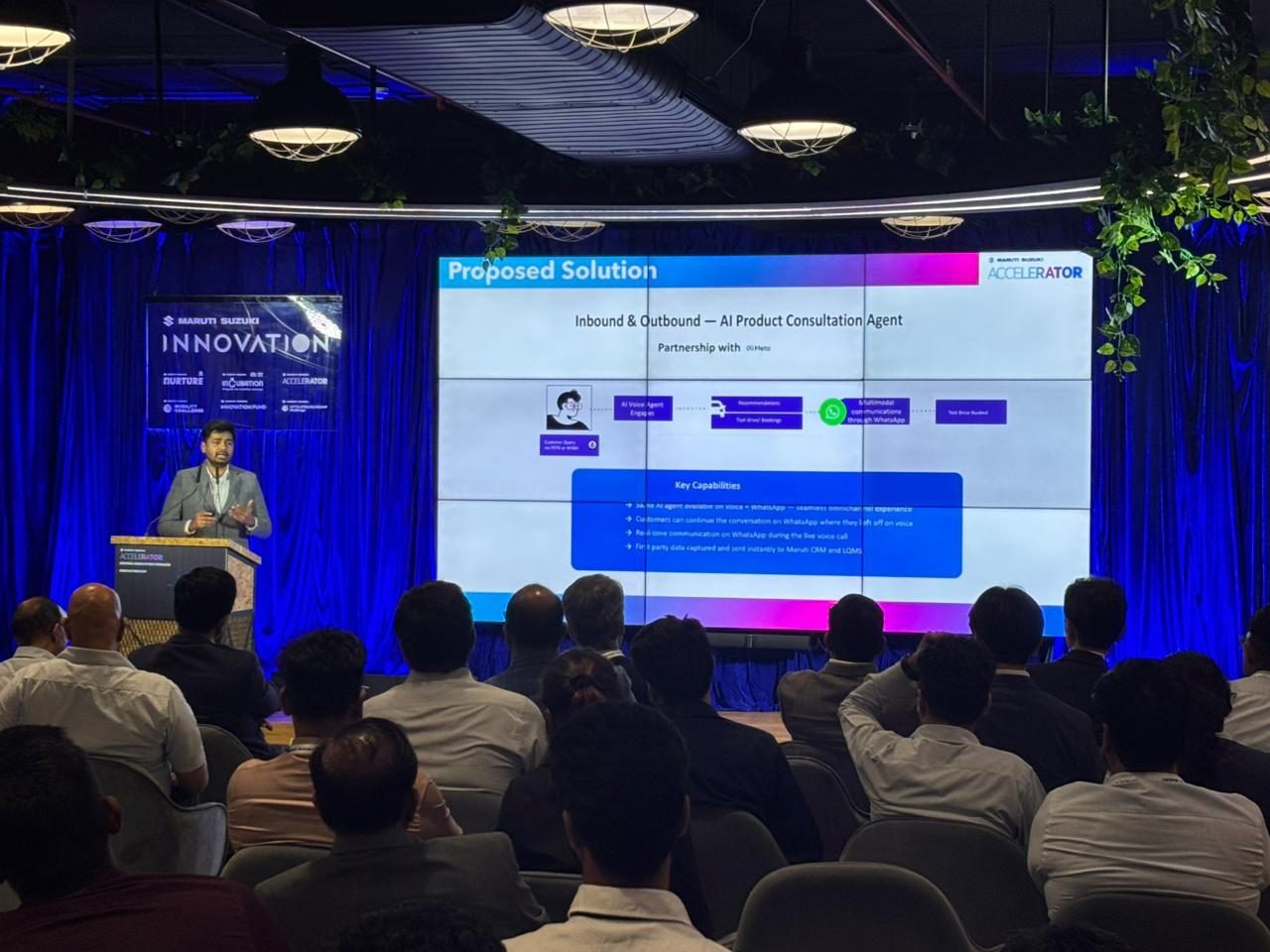Keerthi presenting the proposed solution at the Maruti Suzuki Accelerator